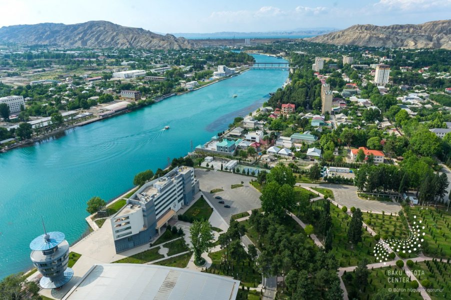 Mingachevir river boating. Hotels and restaurants near Kur river.