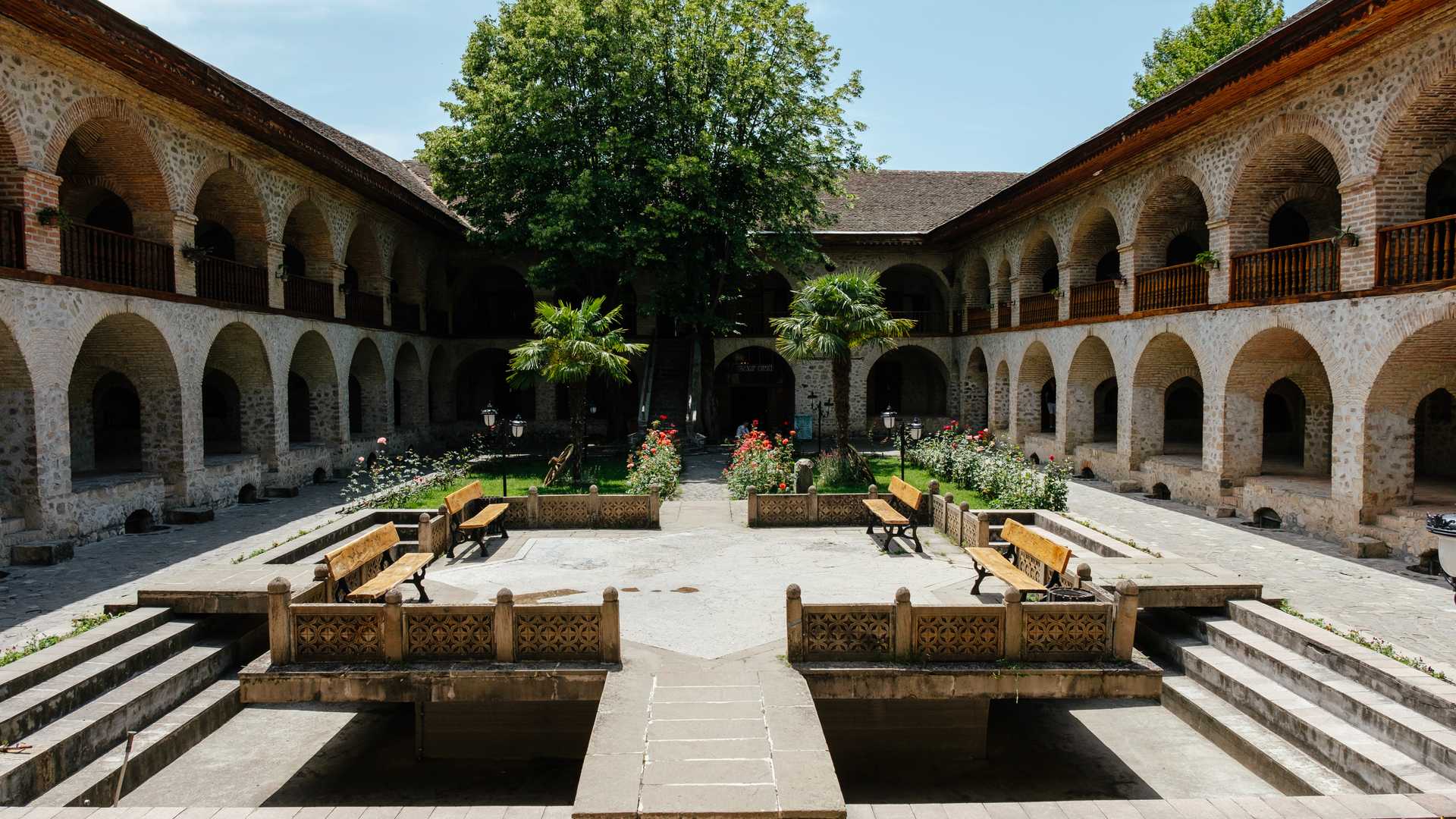 Caravanserai historical monument completed 19th century. A part of building is now used as a hotel.