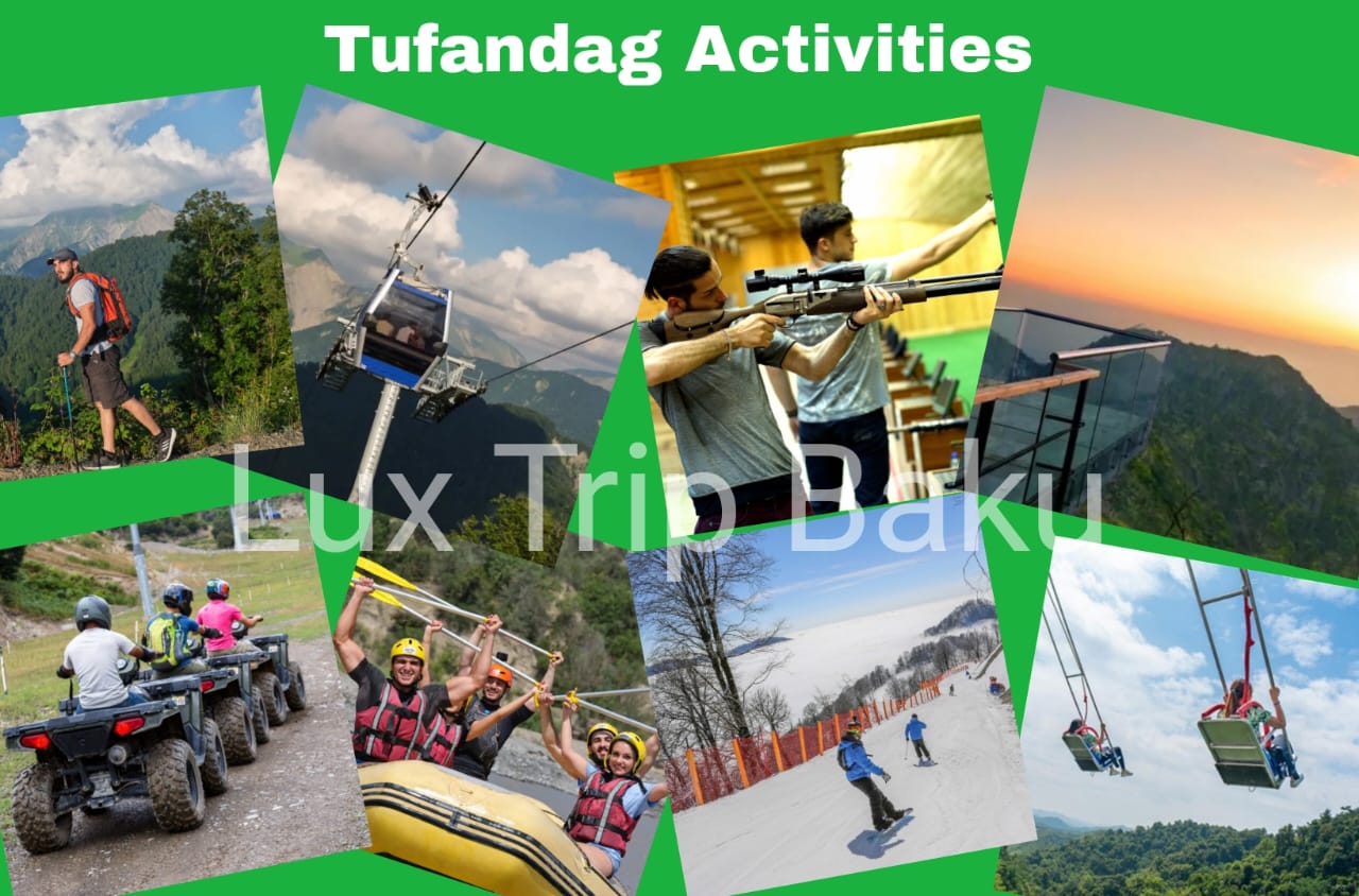 Tufandağ mountain resort activities: 1. Hiking 2. Rope lines 3. Shooting 4. View point 5. Guad bike tours 6. Rafting 7. Skiing 8. Mountain swing.