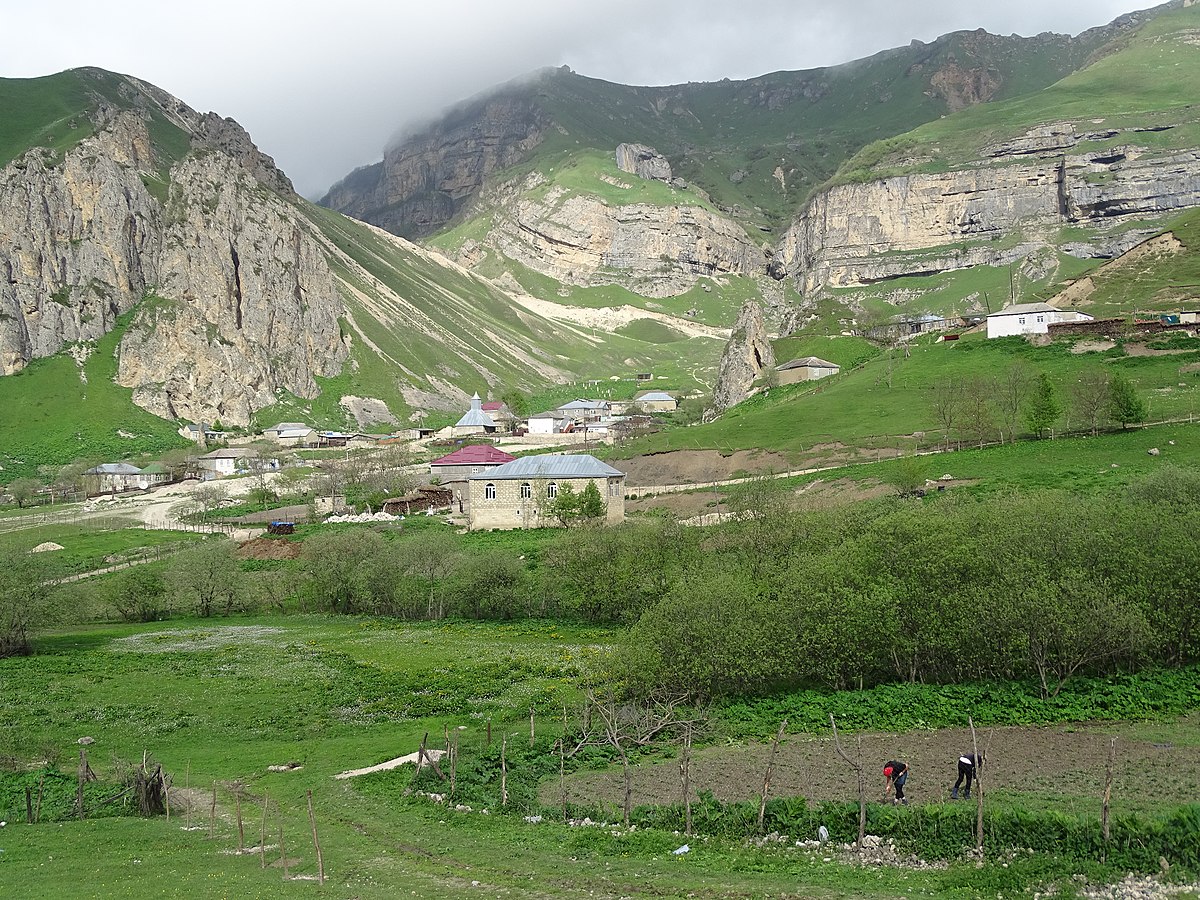 Laza scenic village near Shahdag mountain with fascinated waterfalls.